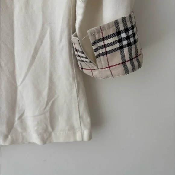 Burberry Blue Label Nova Check Collar Polo Top Cream Cotton Japan Small - Picture 11 of 12